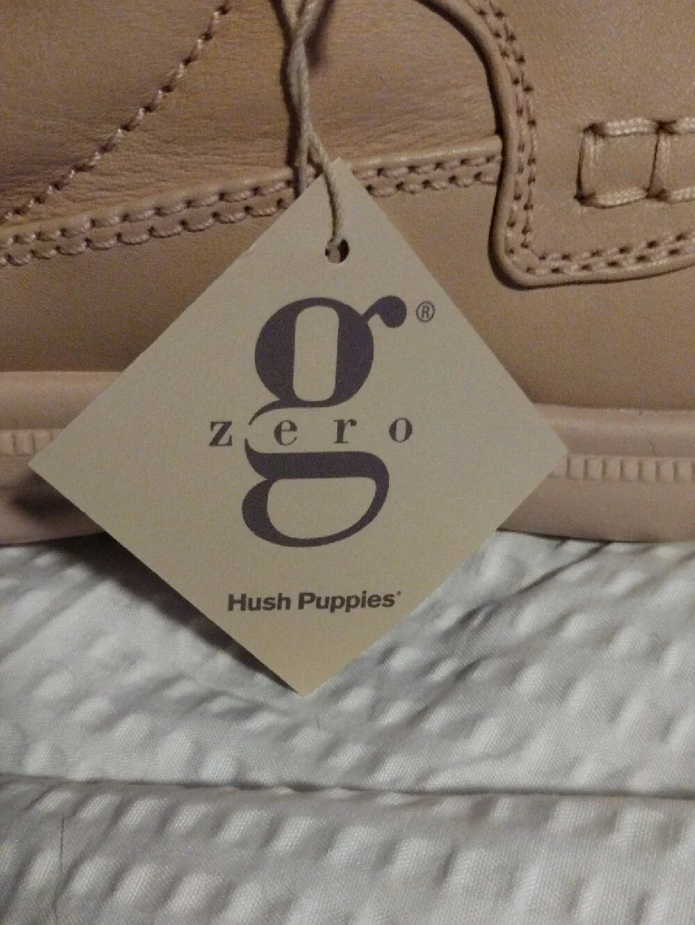 Hush Puppies Men's Gus Beige Leather Slip-On Style Zero G Lace-Up Loafers Size 7